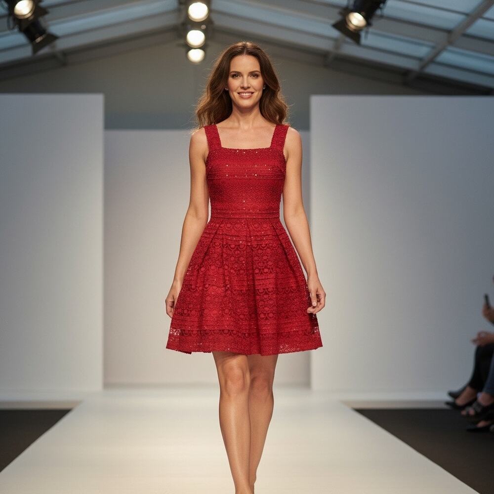 INA Cocktail dress Red mini fit and flare  Size Junior Small
